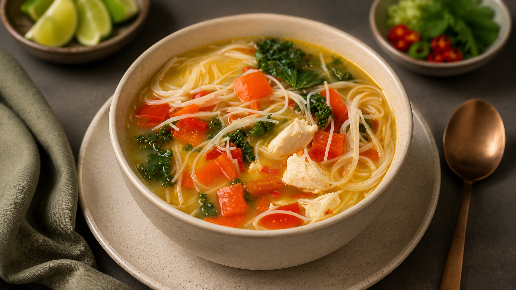 Golden Thai Coconut Chicken Soup