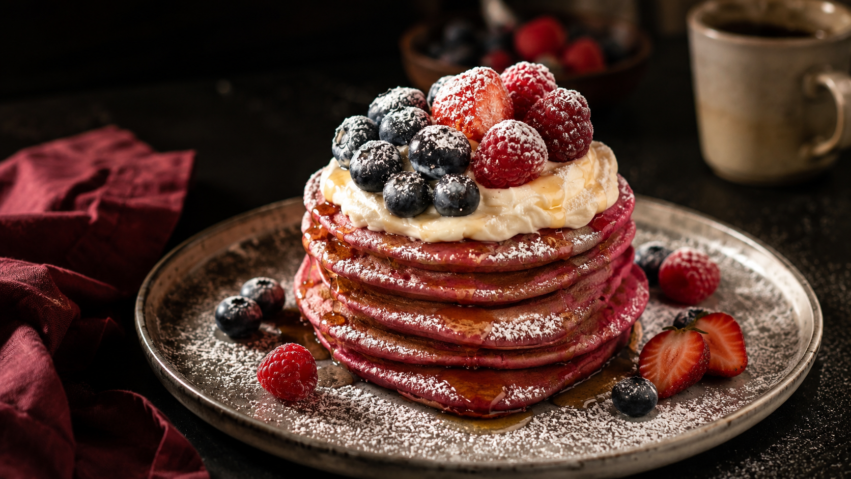 Pink Velvet Pancakes
